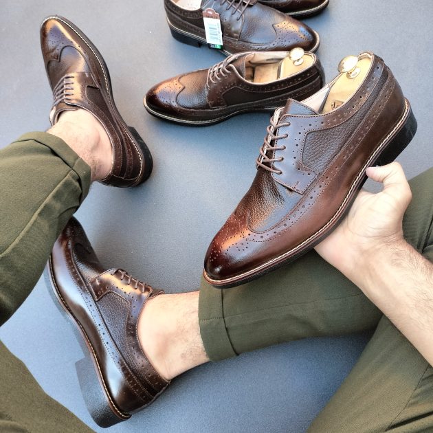 Chaussure Borsalino en cuir marron