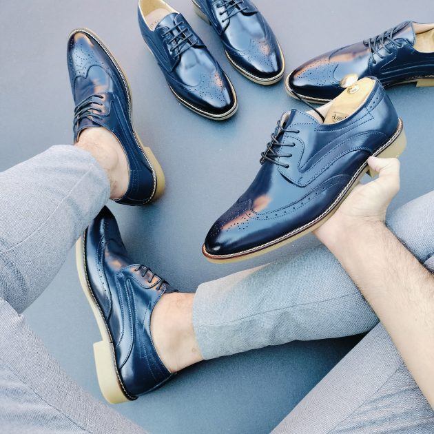 Chaussure Borsalino en cuir bleu