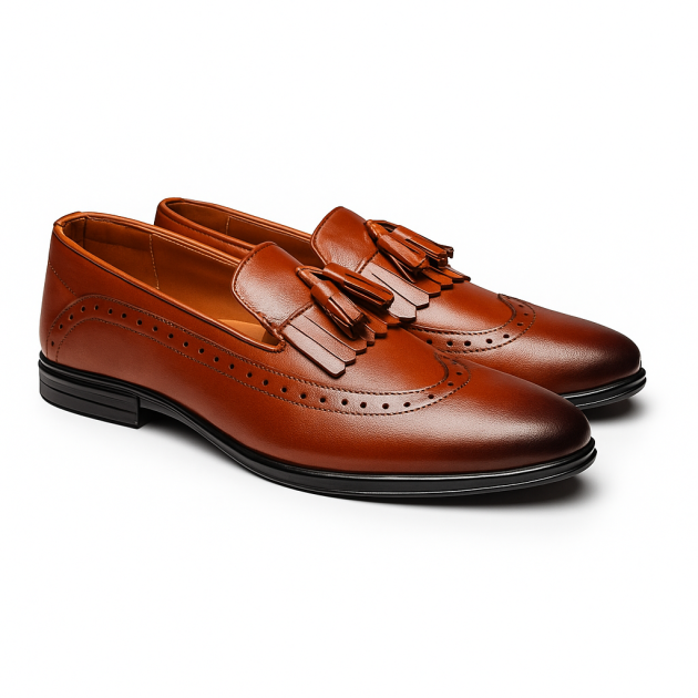 Chaussure en cuir véritable avec pompom